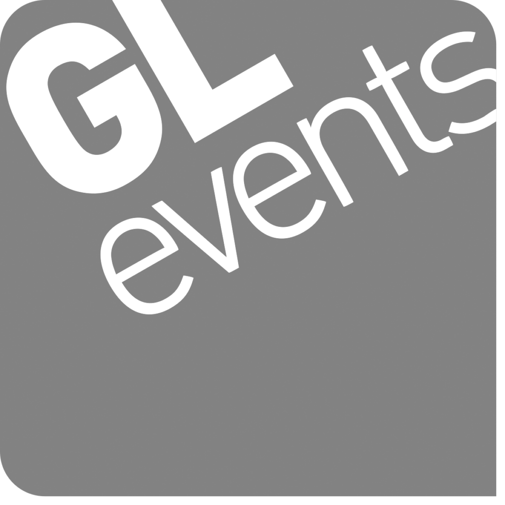 Logo de GL Events en gris sur fond transparent