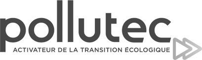 Logo du salon Pollutec qui se déroule à Lyon (Rhône), en dégradé de gris sur fond transparent