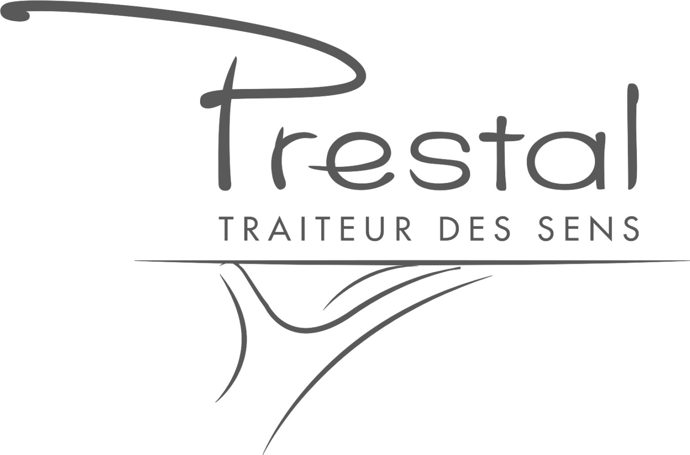 Logo du traiteur Prestal à Vaulx-en-Velin (Rhône), en dégradé de gris sur fond transparent
