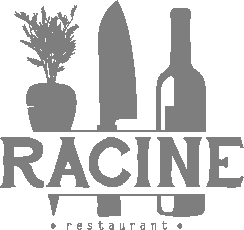 Logo du Restaurant Racine à Lyon (Rhône) en dégradé de gris sur fond transparent