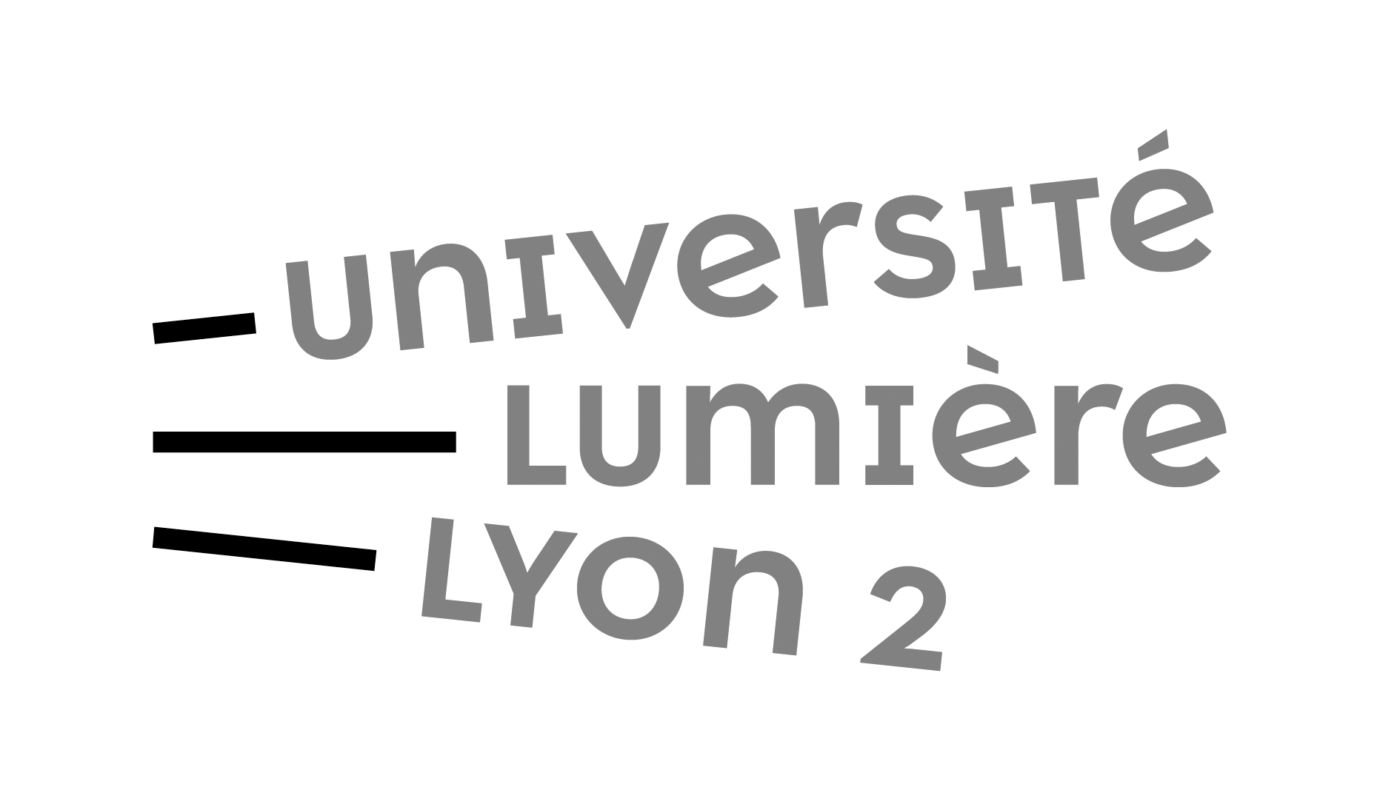 Logo de l'Université Lumière Lyon 2 (Rhône), en dégradé de gris sur fond transparent