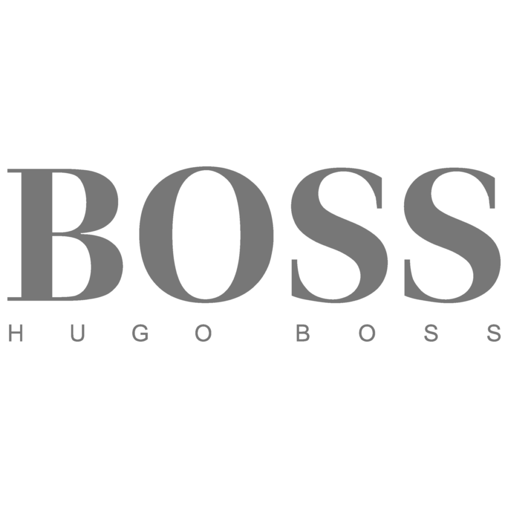 Logo hugo boss gris sur fond transparent pour illustrer les entreprises avec lesquelles travaillent Bertrand Perret photographe